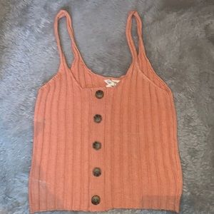 Coral ribbed nitted Crop top
